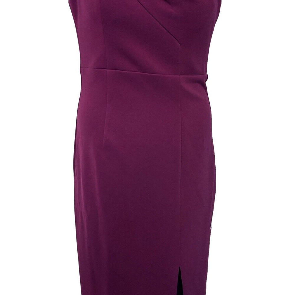BARIANO Jersey Berry-Burgundy One Shoulder Gown Formal Cocktail Maxi Prom Dress - Picture 9 of 16